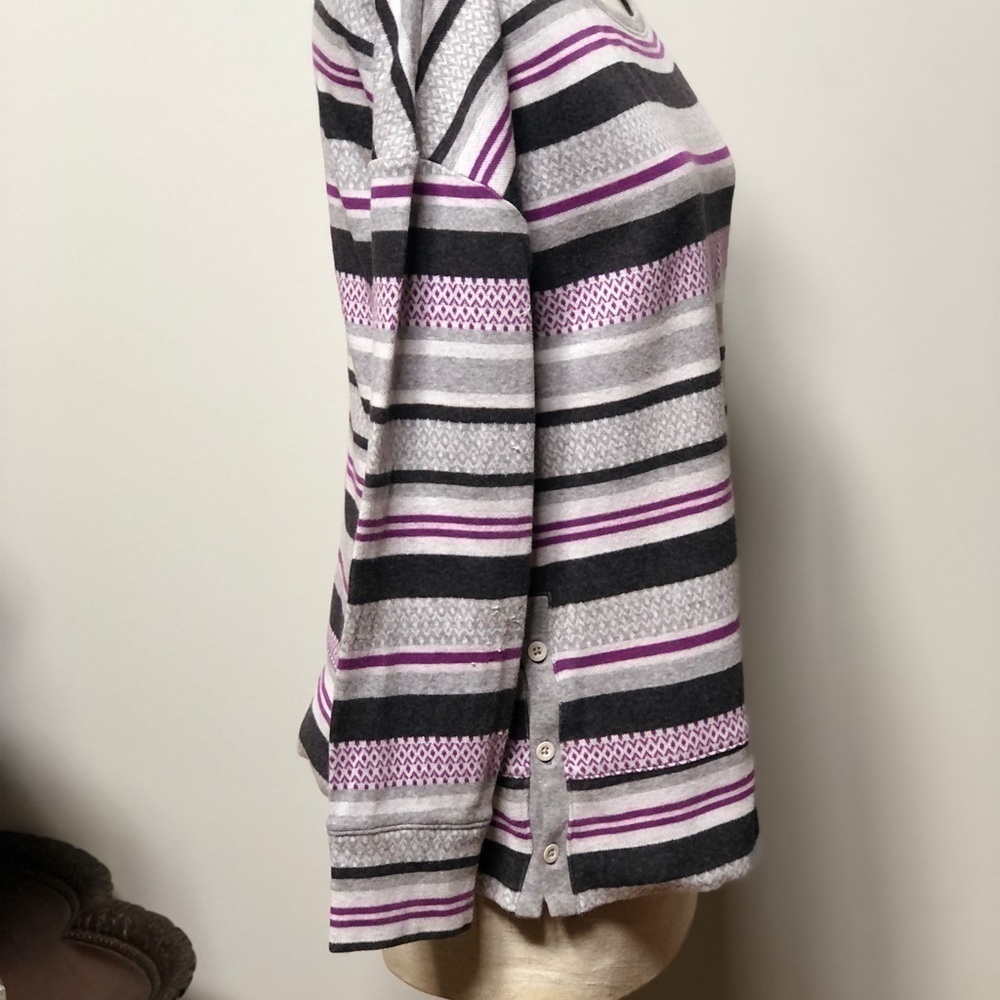 t for Talbots purple grey striped Long sleeve sweater top size small #w1019 - Picture 2 of 9
